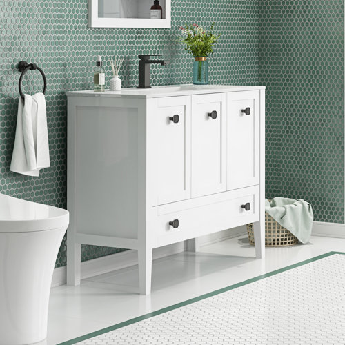40 Inches Dantina 40'' Free Standing Single Bathroom Vanity With Ceramic Top 
